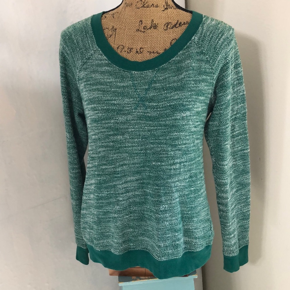Green Heathered French Terry Top By Mossimo Sweatshirt Style Sz L